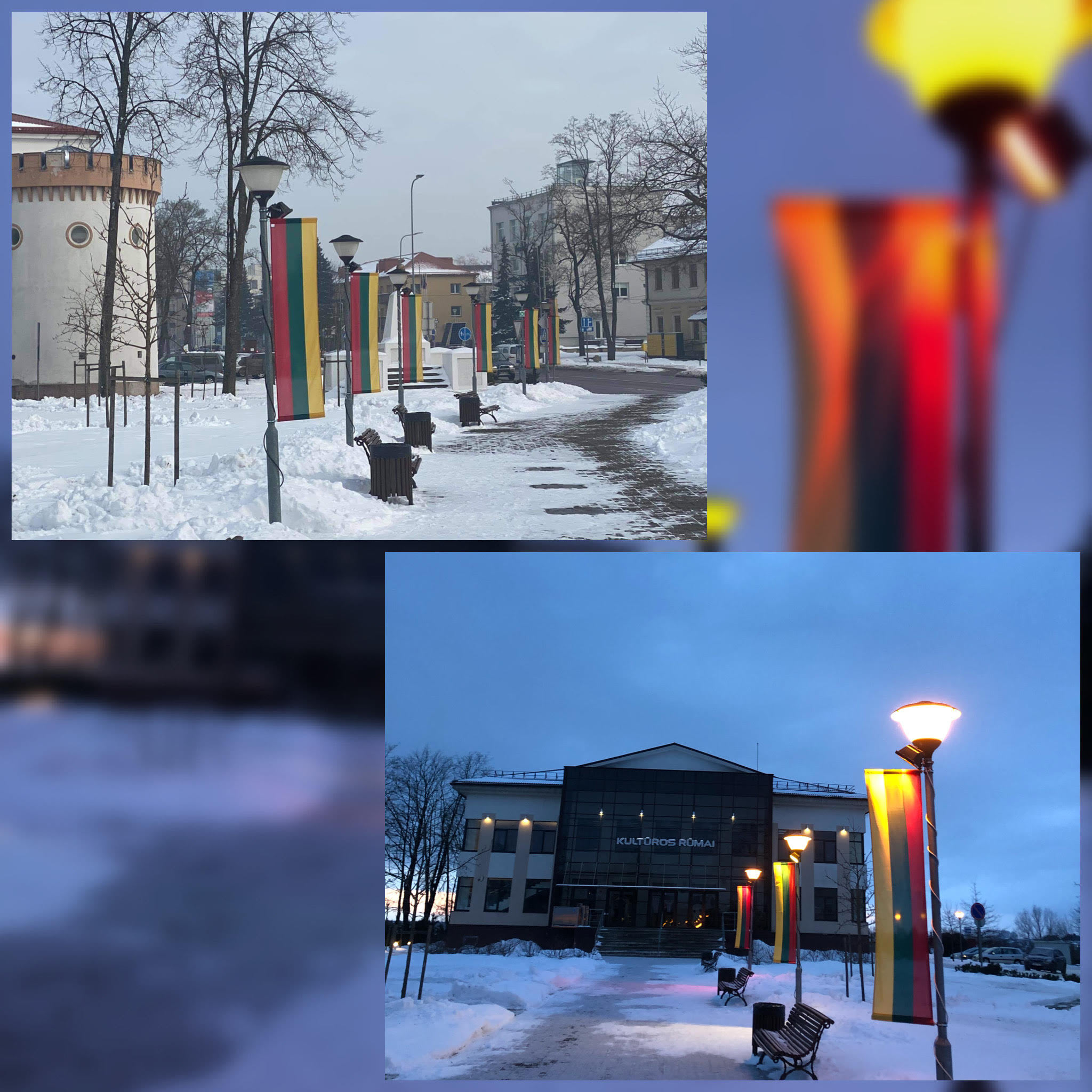 2021-02-08 Kultūros centro prieigas papuošė vėliavėlės