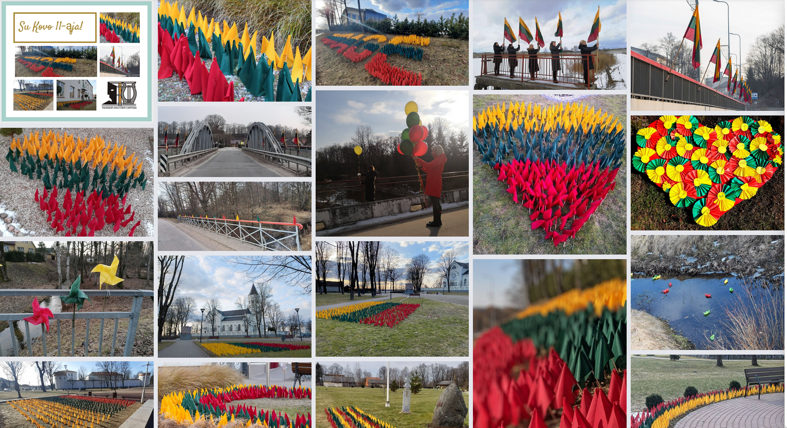 2021-03-12 Lietuvos Nepriklausomybės atkūrimo dieną  Tauragėje suplazdėjo tūkstančiai trispalvių
