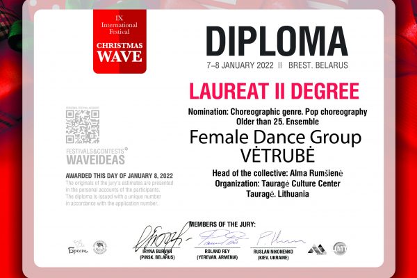 Fimale Dance group VĖTRUBĖ II Laureatas