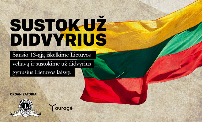 2022-01-06 Sausio 13-osios aukoms atminti – iniciatyva „Sustok už didvyrius“, atminimo laužai, istorinės Lietuvos vėliavos pakėlimo ceremonija ir kitos pilietinės iniciatyvos