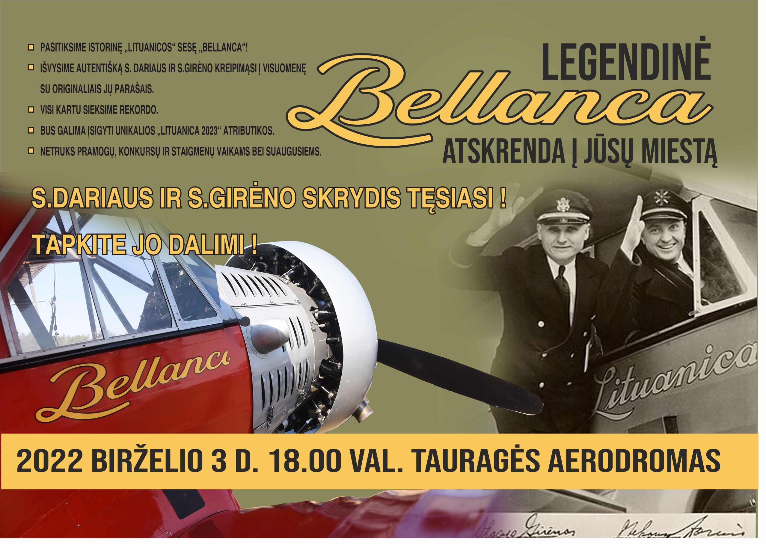 2022-05-27 Legendinė „Bellanca“ atskrenda ir į Tauragės  miestą!