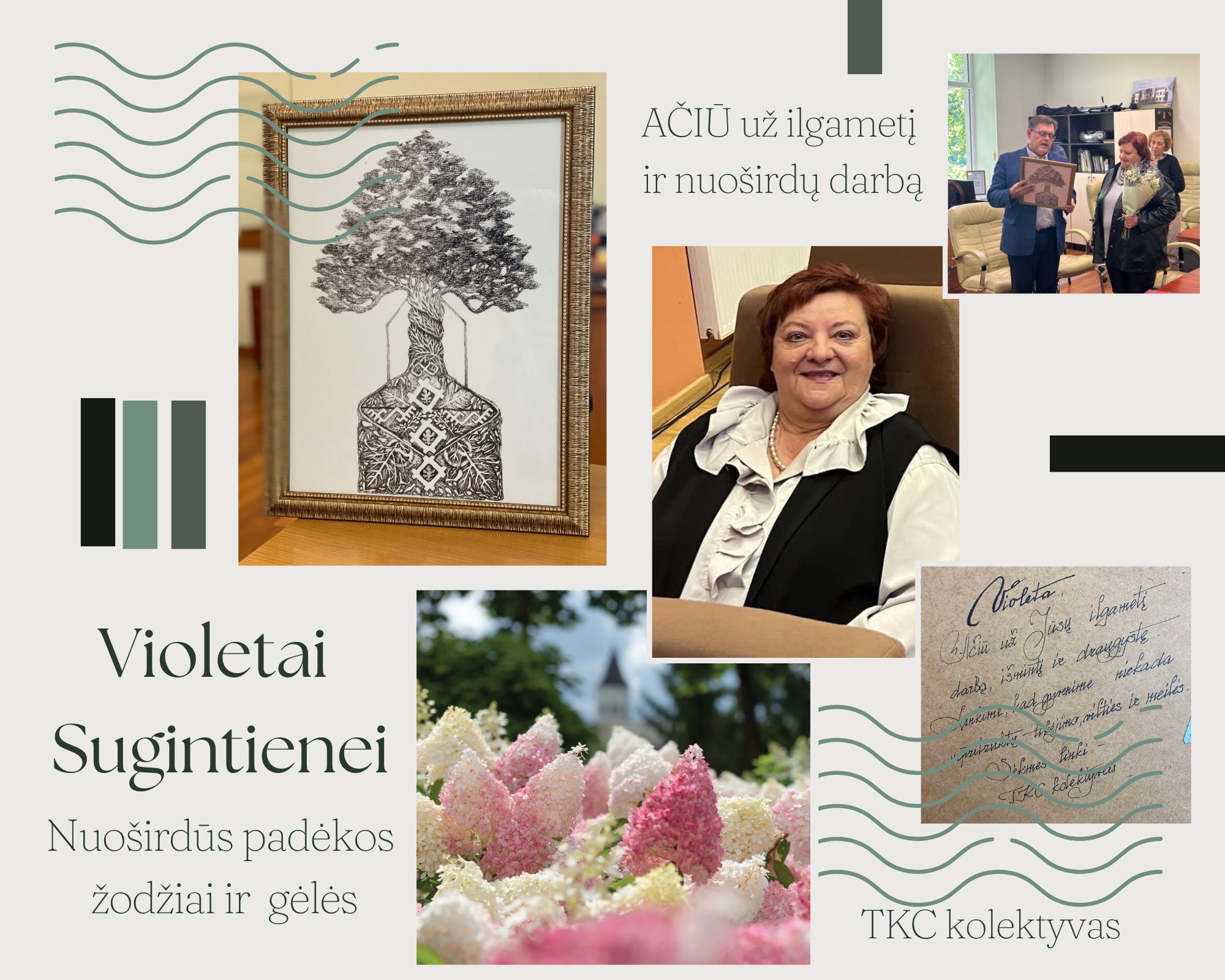 2024-09-30 Ilgametei kolegei Violetai Sugintienei– nuoširdūs padėkos žodžiai ir gėlės